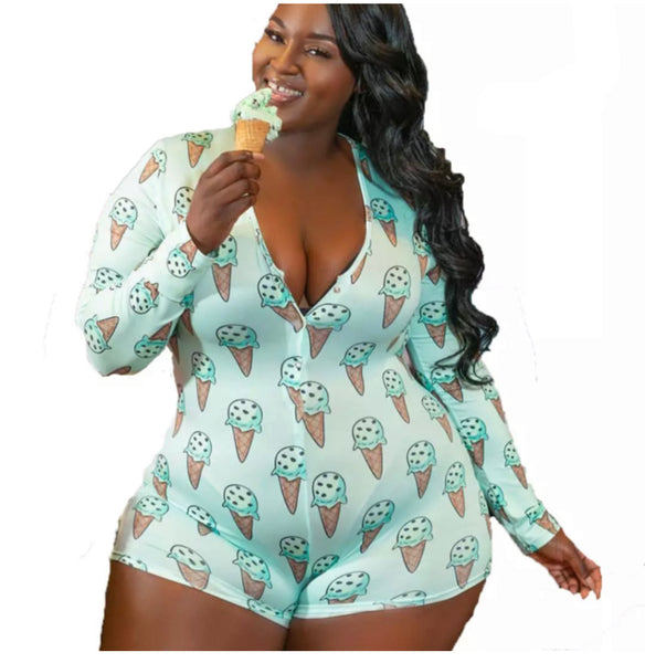 Plus size online leopard onesie
