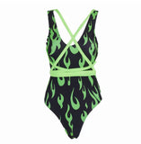 Fire Neon Green Swimsuit Swimwear