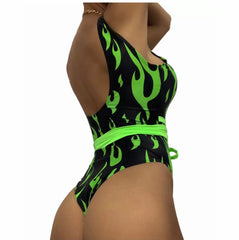 Fire Neon Green Swimsuit Swimwear
