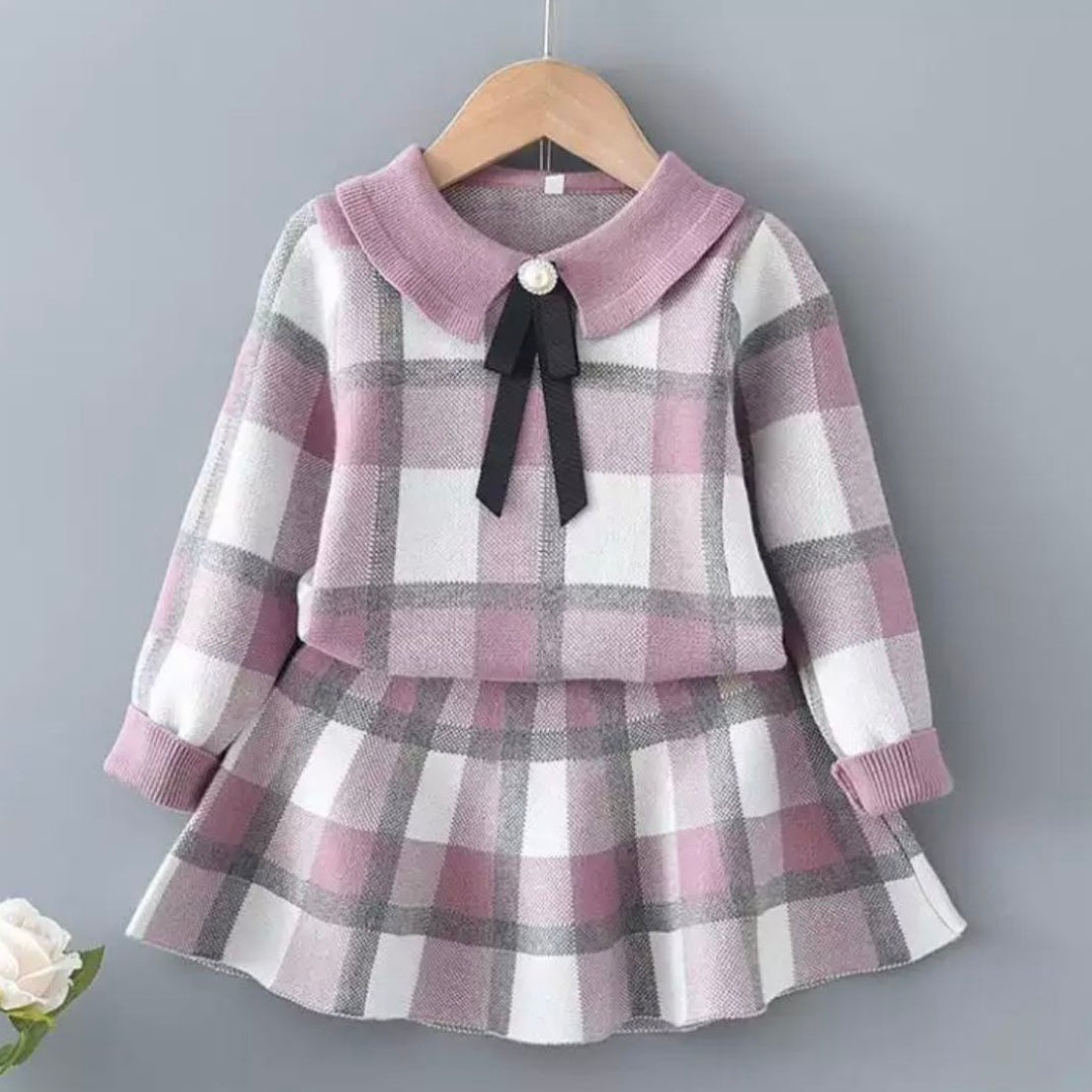 Pink Square Dress Set for Girls