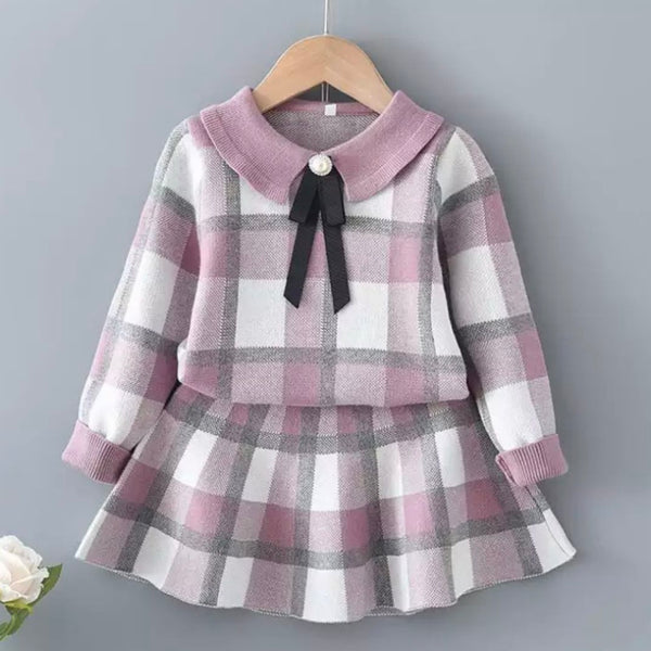 Pink Square Dress Set for Girls