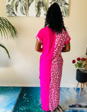 Donna Pink Leopard Dresss