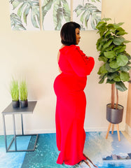 Red Chrysa One arm Plus Size Dress