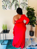 Red Chrysa One arm Plus Size Dress