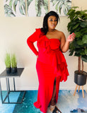 Red Chrysa One arm Plus Size Dress