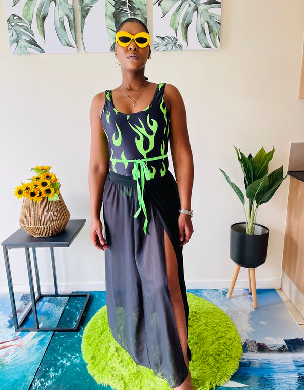 Fire Neon Green Swimsuit Swimwear