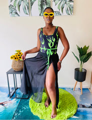 Fire Neon Green Swimsuit Swimwear