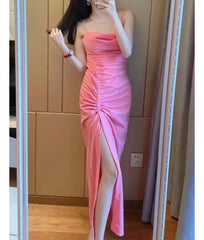 Kathy Drawstring Slit Dress