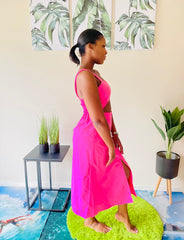 Pink Hollow Out Cute Dress