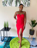 Colour Me Red Slit Dress