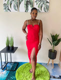 Colour Me Red Slit Dress