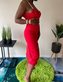 Colour Me Red Slit Dress