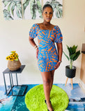 Orange Blue Hollow Dress