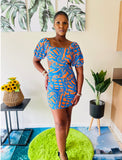 Orange Blue Hollow Dress