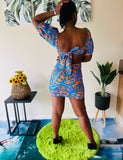 Orange Blue Hollow Dress