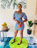 Orange Blue Hollow Dress