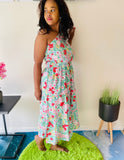 Lanet One Arm Green Floral Dress