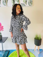 Mini Roar Black White Animal Print dress
