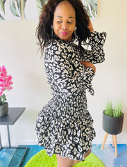 Mini Roar Black White Animal Print dress