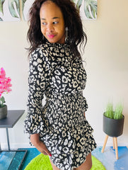 Mini Roar Black White Animal Print dress
