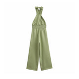 Green Bowtie Halter Jumpsuit