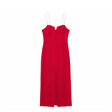 Colour Me Red Slit Dress