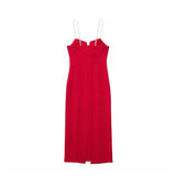 Colour Me Red Slit Dress