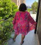 Summer Abstract Pleated Floral Loose Plus Size Dress for Women