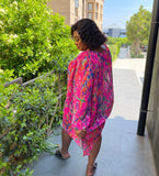 Summer Abstract Pleated Floral Loose Plus Size Dress for Women