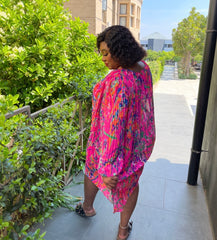 🇿🇦 Summer Abstract Pleated Floral Loose Plus Size Elegant Dress for Women