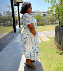 Madison Summer Floral Print Plus Size Dress for Women with Pockets