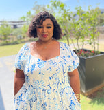 Madison Summer Floral Print Plus Size Dress for Women with Pockets