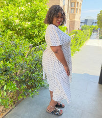 Polka Summer Tie Around Madie Plus Size Dress for Women