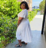 Polka Summer Tie Around Madie Plus Size Dress for Women
