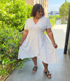 Polka Summer Tie Around Madie Plus Size Dress for Women