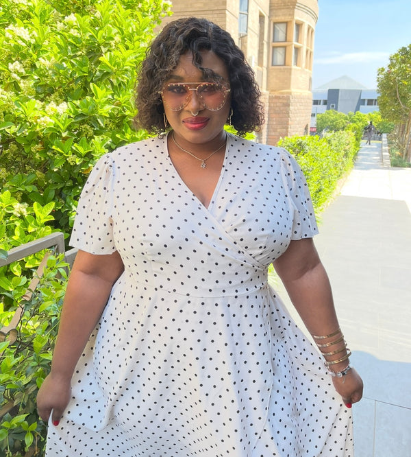 Polka Summer Tie Around Madie Plus Size Dress for Women