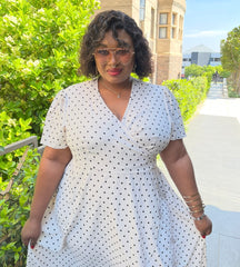 Polka Summer Tie Around Madie Plus Size Dress for Women