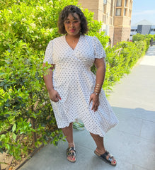 Polka Summer Tie Around Madie Plus Size Dress for Women