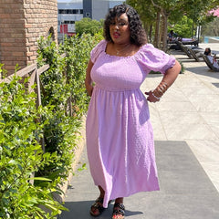 Lala Summer Frill Dot Plus Size Dress for Women with Pockets