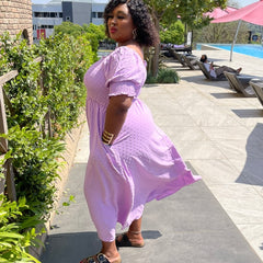 Lala Summer Frill Dot Plus Size Dress for Women with Pockets