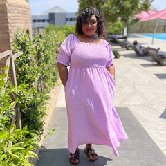 Lala Summer Frill Dot Plus Size Dress for Women with Pockets