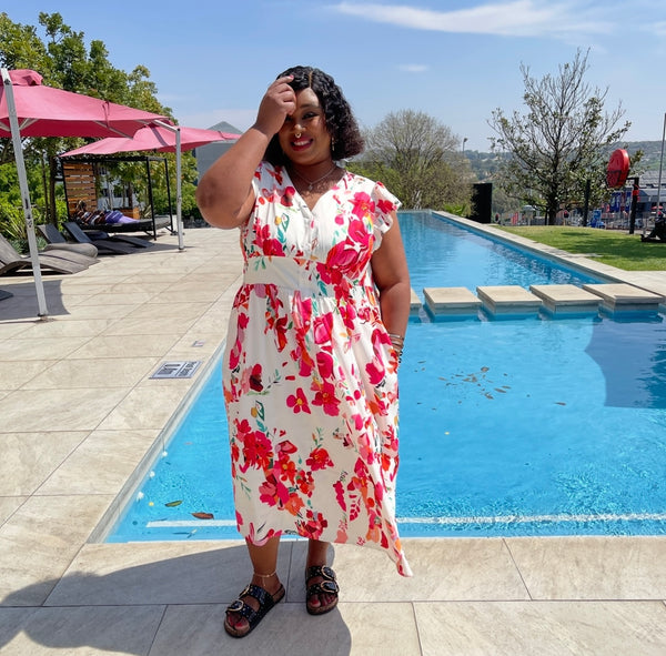 Roses Summer Floral Gorgeous Plus Size Dress for Women with Pockets