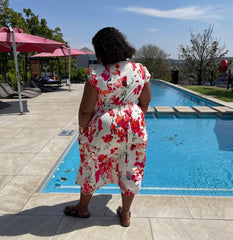 Roses Summer Floral Gorgeous Plus Size Dress for Women with Pockets