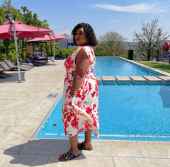 Roses Summer Floral Gorgeous Plus Size Dress for Women with Pockets