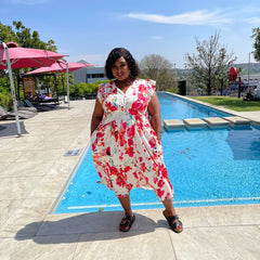 Roses Summer Floral Gorgeous Plus Size Dress for Women with Pockets