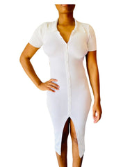 Elise Ribbed Sides Holes Winter Dress for Women