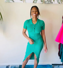 Elise Ribbed Sides Holes Winter Dress for Women