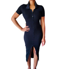 Elise Ribbed Sides Holes Winter Dress for Women