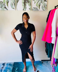 Elise Ribbed Sides Holes Winter Dress for Women