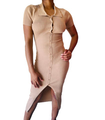 Elise Ribbed Sides Holes Winter Dress for Women